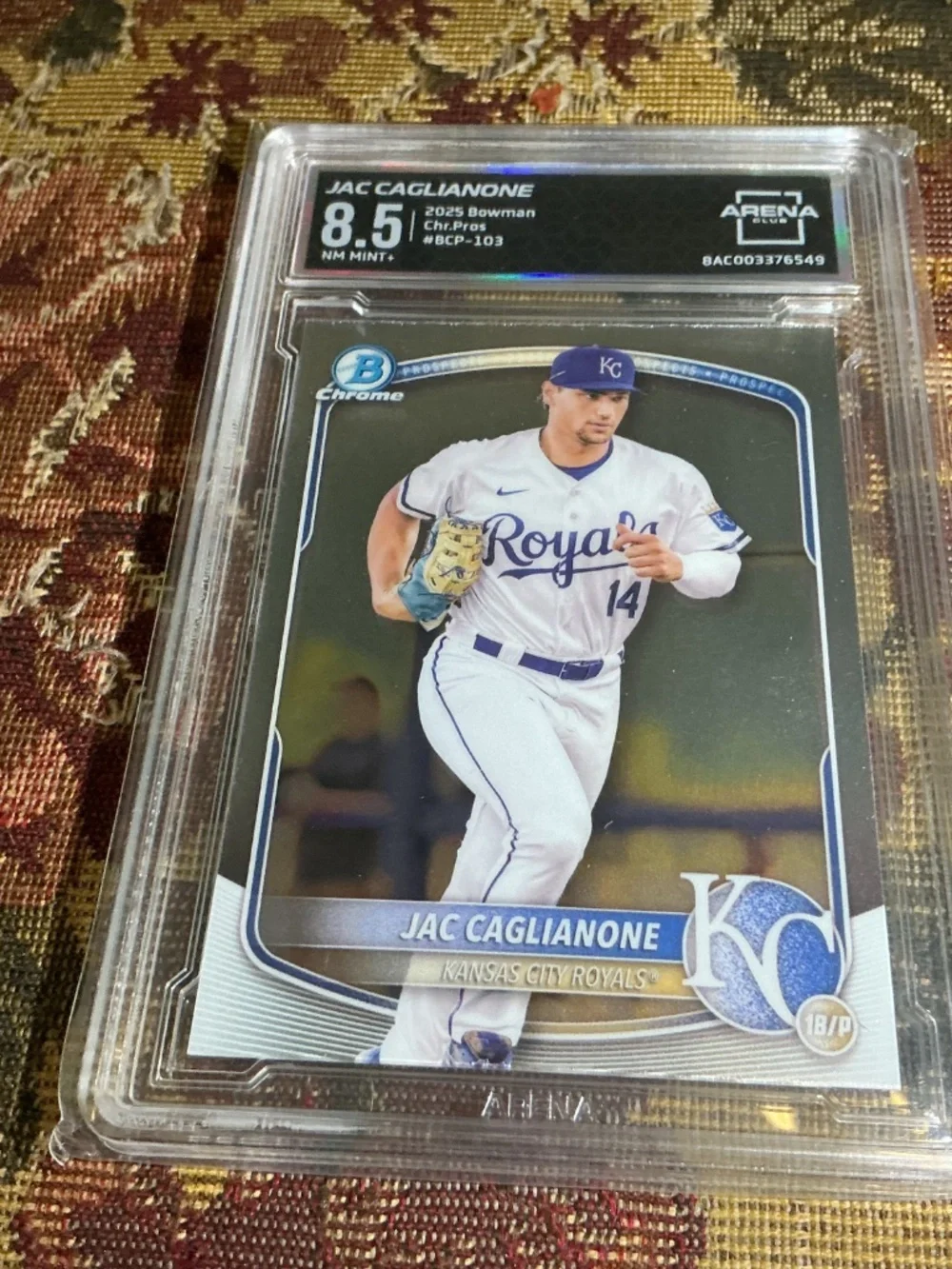 2025 Bowman BCP-103 Jac Caglianone Chrome Prospects Graded Rookie card Arena 8.5
